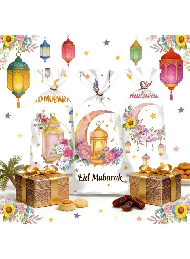 50 قطعة أكياس حلوى عيد مبارك: أكياس سيلوفان رمضانية مع أربطة ملتوية - هدايا حفلات للأطفال - أكياس بسكويت هدايا لعيد رمضان الإسلامي - Image 2